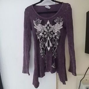 Purple shirt with rhinestones